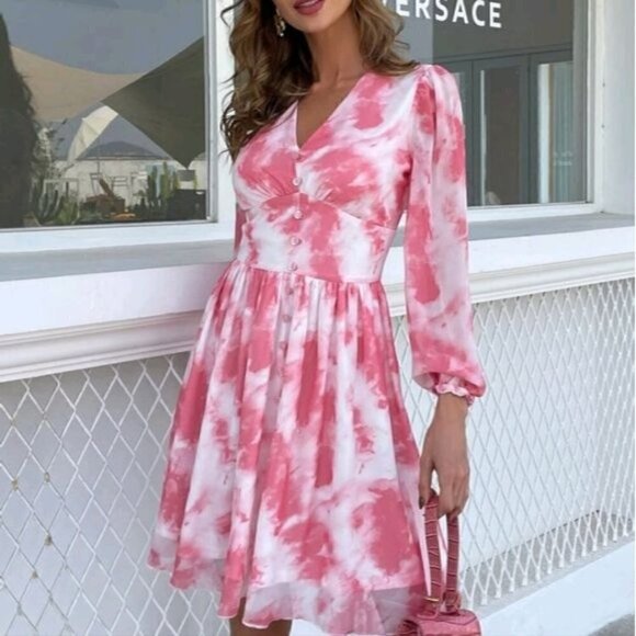 BOHO PINK TIE DYE DRESS - Picture 4 of 11